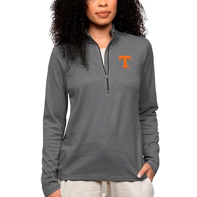 Pull-over Epic à fermeture éclair quart de tour pour femme Antigua Heather Charcoal Tennessee Volunteers