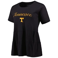 T-shirt noir Tennessee Volunteers Willow à volants pour femme