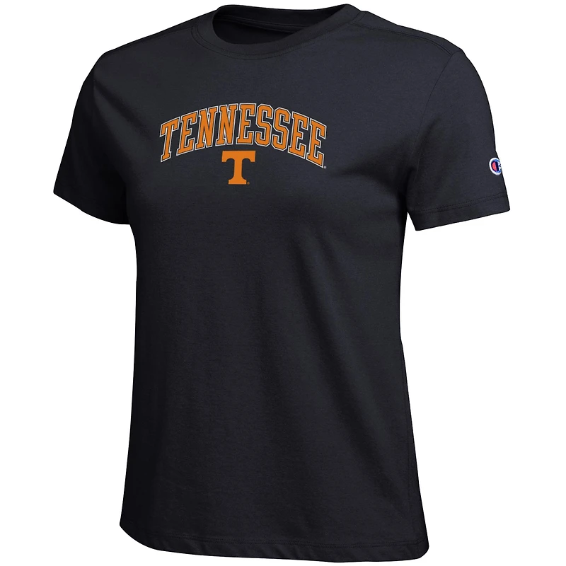 T-shirt noir avec logo arqué des Tennessee Volunteers, championne féminine
