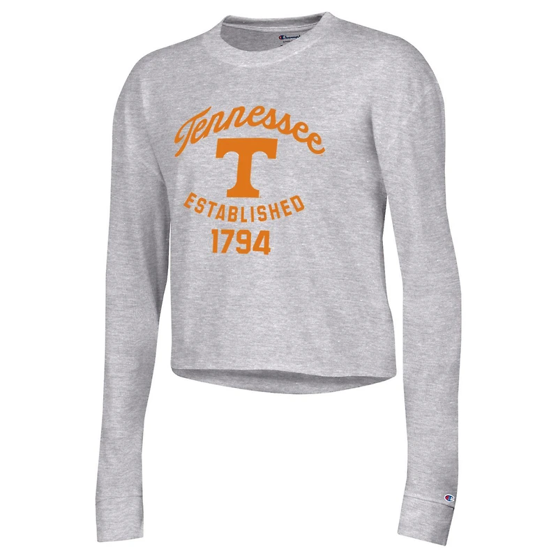 Women's Champion Gray Tennessee Volunteers Boyfriend Cropped Long Sleeve T-Shirt