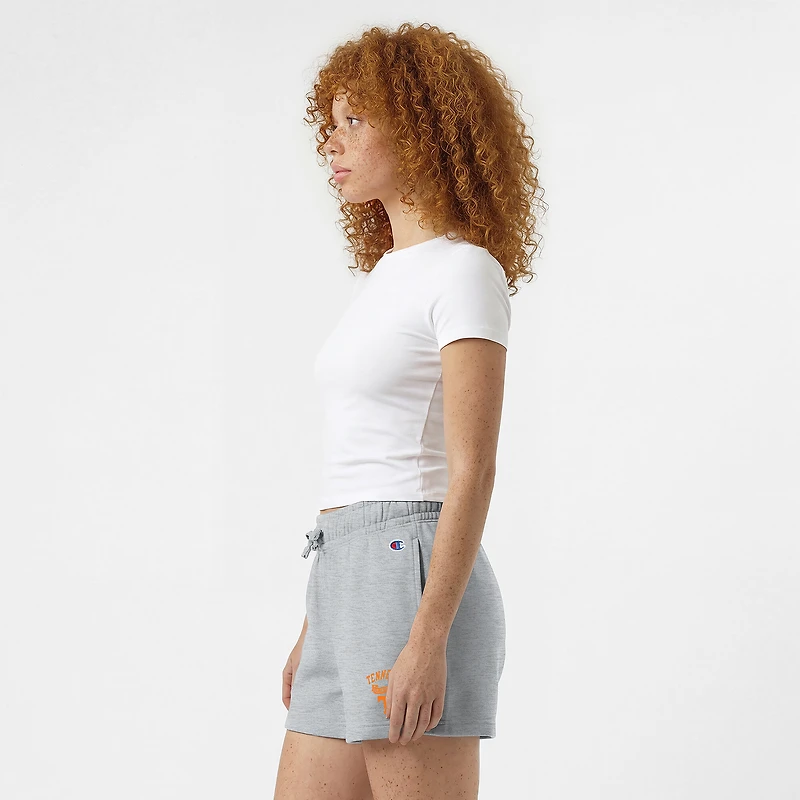 Short Champion gris Tennessee Volunteers Powerblend à taille élastique pour femme