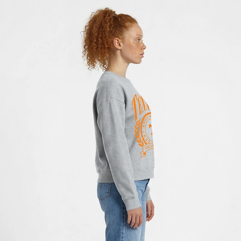 Women's Champion  Heather Gray Tennessee Volunteers Academic Crest Powerblend Crewneck Sweatshirt