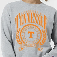 Women's Champion  Heather Gray Tennessee Volunteers Academic Crest Powerblend Crewneck Sweatshirt