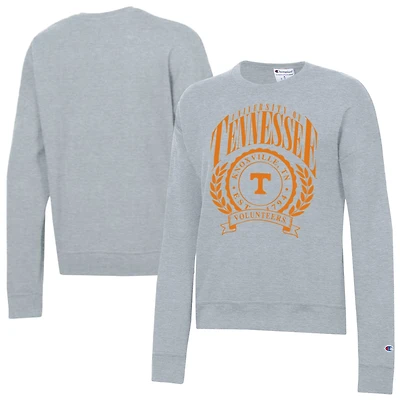 Women's Champion  Heather Gray Tennessee Volunteers Academic Crest Powerblend Crewneck Sweatshirt