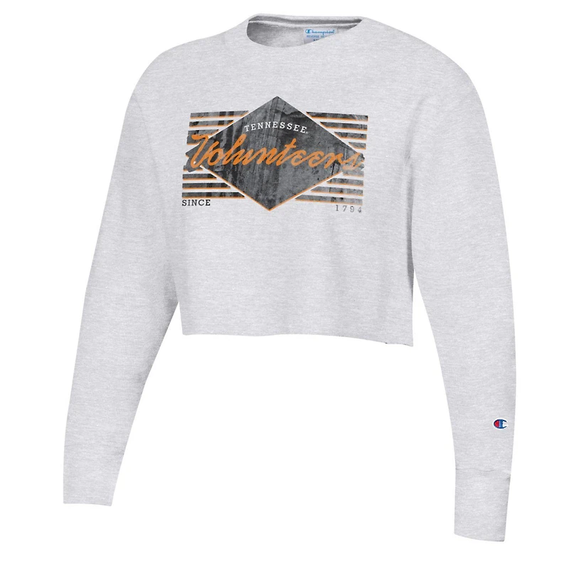 Sweat-shirt court à armure inversée Tennessee Volunteers Champion pour femme, gris chiné