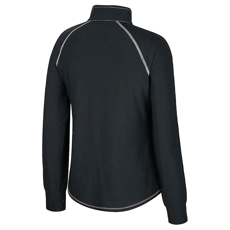 Women's Colosseum Black Tennessee Volunteers Bikram Raglan Quarter-Zip Top