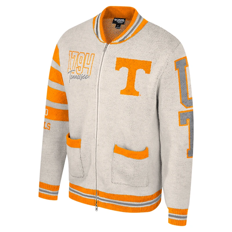 Women's Colosseum Cream Tennessee Volunteers Jacquard Full-Zip Sweater