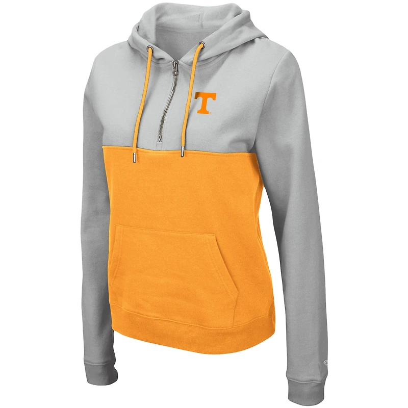 Women's Colosseum Gray/Tennessee Orange Tennessee Volunteers Aidan Lightweight Half-Zip Hoodie
