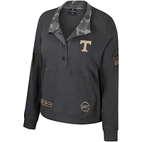 Sweat-shirt thermique Colosseum Heather Charcoal Tennessee Volunteers OHT Military Appreciation Payback Henley pour femmes