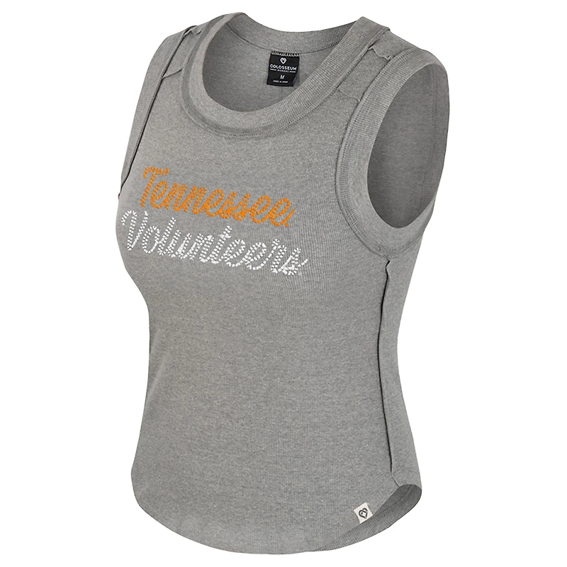 Débardeur côtelé tri-blend gris chiné Colosseum pour femme, Tennessee Volunteers Beach You