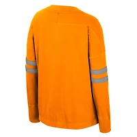 Women's Colosseum  Tennessee Orange Volunteers Oversized Violet Distressed V-Neck Long Sleeve T-Shirt