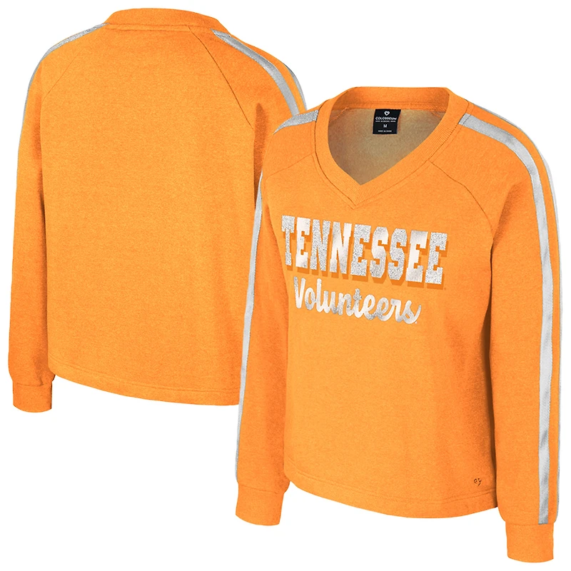 T-shirt à manches longues et col en V pour femme Colosseum Tennessee Orange Volunteers Treasures