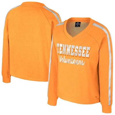 T-shirt à manches longues et col en V pour femme Colosseum Tennessee Orange Volunteers Treasures