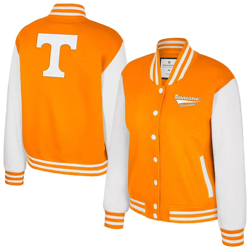 Veste polaire à boutons-pression complète pour femme Colosseum Texas Tennessee Orange Tennessee Volunteers French Baguette