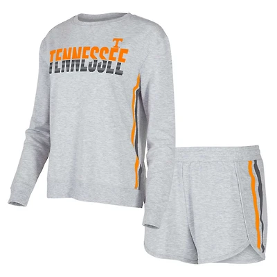 Concepts Sport Gris Tennessee Volunteers Cedar Tri-Blend T-shirt à manches longues et short Ensemble de nuit