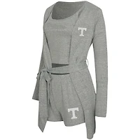 Ensemble trois pièces pour femme Concepts Sport Gray Tennessee Volunteers Rigor, composé d'un débardeur, short et d'une robe
