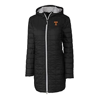 Manteau long à capuche noir Rainier Primaloft Eco pour femme de Cutter & Buck Tennessee Volunteers