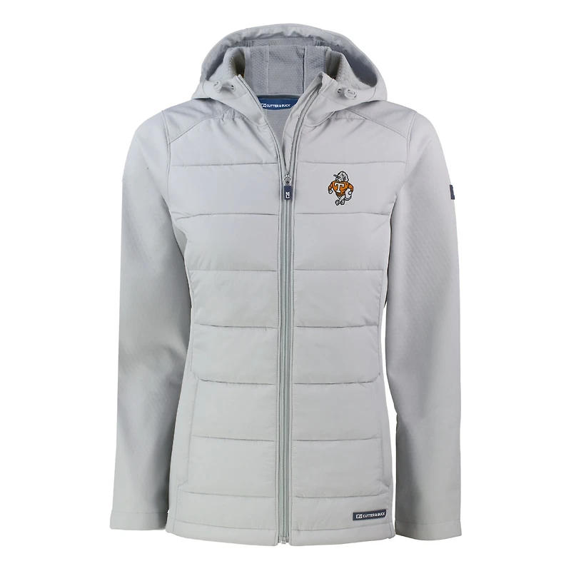 Women's Cutter & Buck  Gray Tennessee Volunteers Vault Evoke Hybrid Eco Softshell Recycled Full-Zip Hooded Jacket