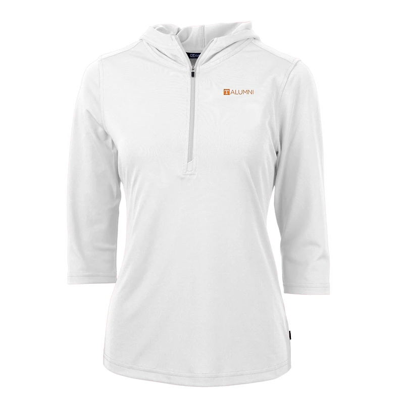 Women's Cutter & Buck  White Tennessee Volunteers Alumni DryTec Virtue Eco Pique Recycled Half-Zip Pullover Hoodie