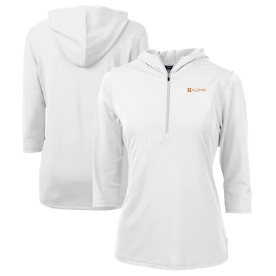 Women's Cutter & Buck  White Tennessee Volunteers Alumni DryTec Virtue Eco Pique Recycled Half-Zip Pullover Hoodie