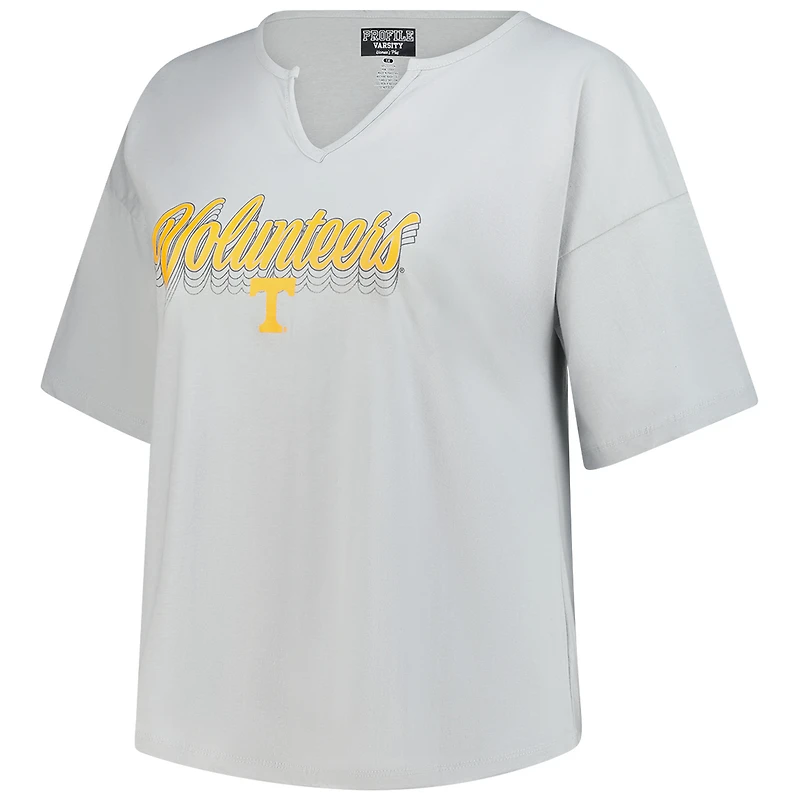 Women's Fanatics Gray Tennessee Volunteers Plus Winning Gear Notch Neck T-Shirt