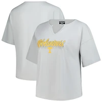T-shirt gris à col cranté pour femme, grande taille, motif Fanatics, Tennessee Volunteers, Winning Gear