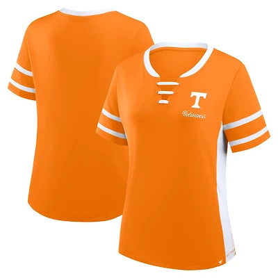 T-shirt à lacets Athena pour femmes Fanatics Tennessee Orange/Blanc Volunteers Be Fearless