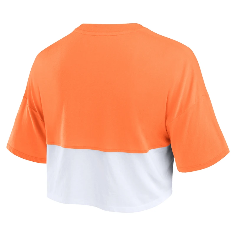 T-shirt court surdimensionné avec badge Tennessee Volunteers Fanatics orange/blanc pour femmes