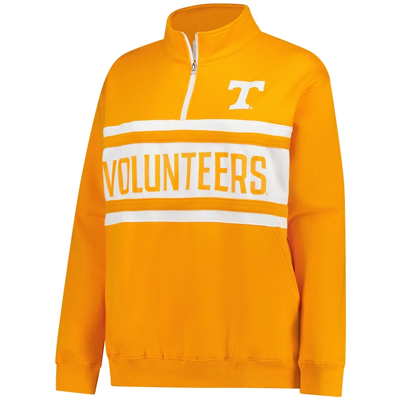 Women's Fanatics Tennessee Orange/White Volunteers Plus Quarter-Zip Pullover