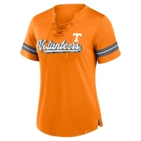 T-shirt à lacets et col en V Athena pour femmes Fanatics Tennessee Orange Volunteers Fundamental Overtime Readiness