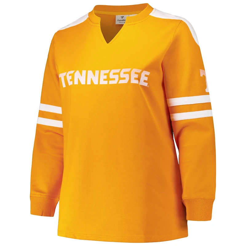 Women's Fanatics Tennessee Orange Volunteers Plus Contrast Sleeve Fleece Pullover Sweatshirt