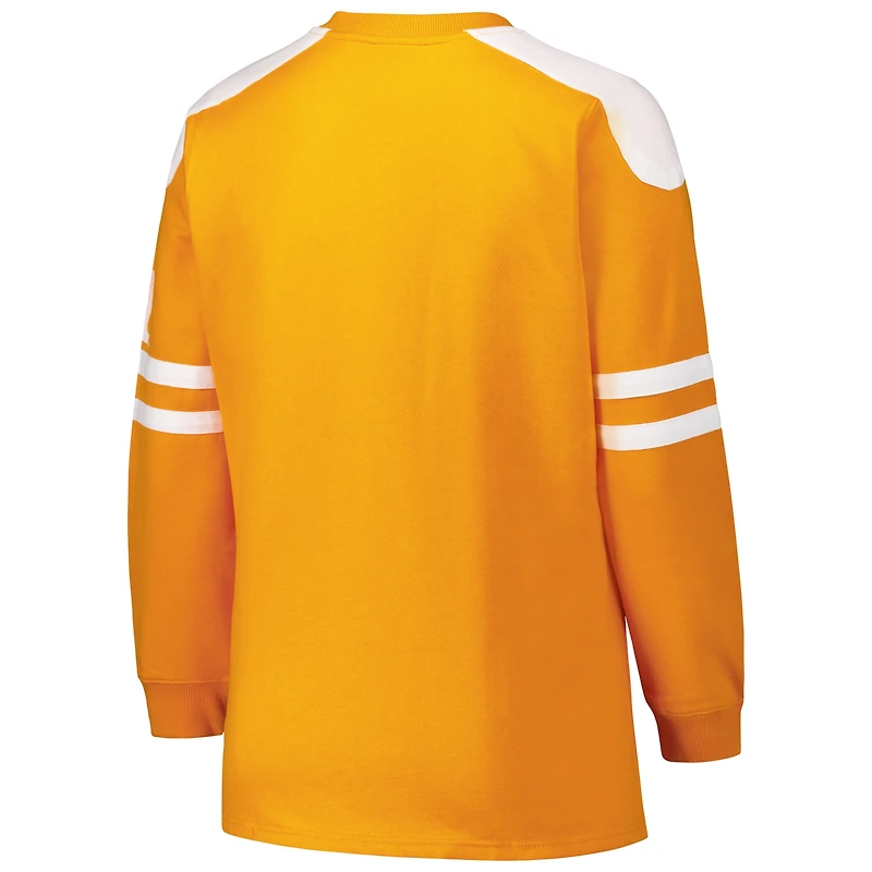Women's Fanatics Tennessee Orange Volunteers Plus Contrast Sleeve Fleece Pullover Sweatshirt