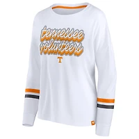 Women's Fanatics White Tennessee Volunteers Retro Power Striped Long Sleeve T-Shirt