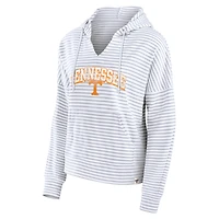 Sweat à capuche rayé col cranté pour femmes Fanatics blanc Tennessee Volunteers