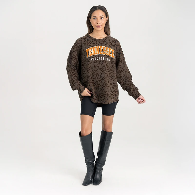 Sweat-shirt surdimensionné léopard marron Gameday Couture pour femme des Tennessee Volunteers