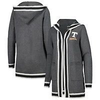 Women's Gameday Couture Charcoal Tennessee Volunteers One More Round Tri-Blend Striped Hooded Cardigan Sweater