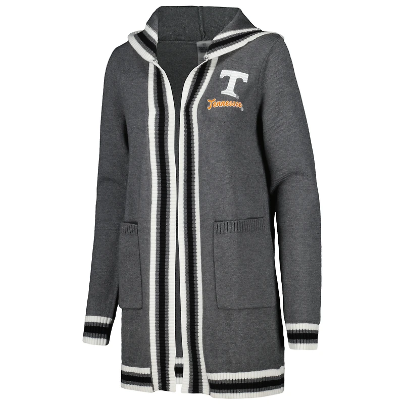 Women's Gameday Couture Charcoal Tennessee Volunteers One More Round Tri-Blend Striped Hooded Cardigan Sweater
