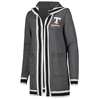 Women's Gameday Couture Charcoal Tennessee Volunteers One More Round Tri-Blend Striped Hooded Cardigan Sweater