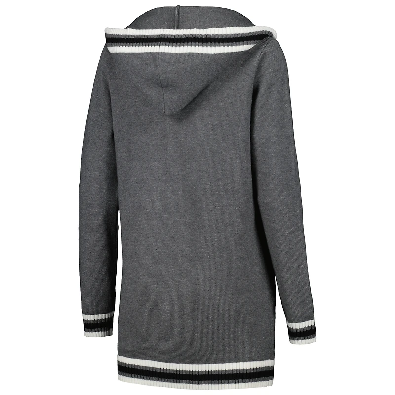 Women's Gameday Couture Charcoal Tennessee Volunteers One More Round Tri-Blend Striped Hooded Cardigan Sweater