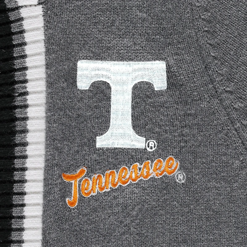 Women's Gameday Couture Charcoal Tennessee Volunteers One More Round Tri-Blend Striped Hooded Cardigan Sweater