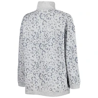 Women's Gameday Couture Heather Gray Tennessee Volunteers Leopard Quarter-Zip Sweatshirt