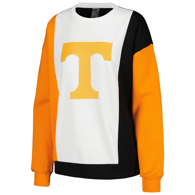 Women's Gameday Couture White/Black Tennessee Volunteers Vertical Color-Block Pullover Sweatshirt