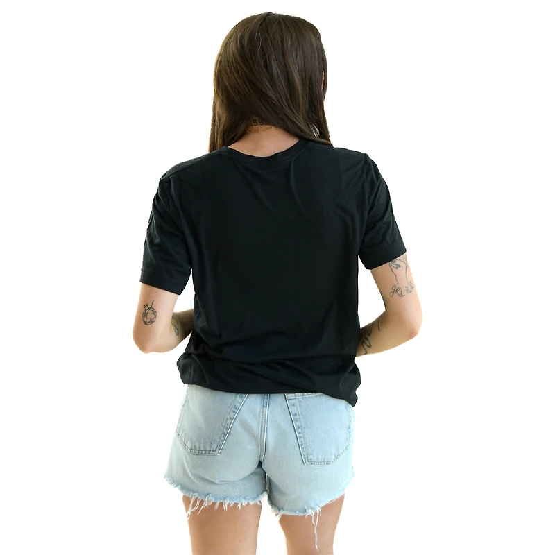 T-shirt noir cousu à la main avec inscription en perles des Tennessee Volunteers pour femmes