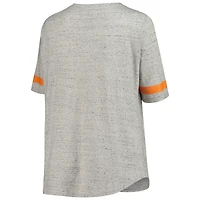 T-shirt à col en V lacets taille plus Tennessee Volunteers gris chiné pour femme