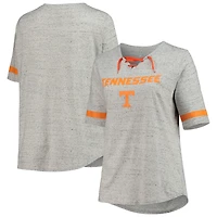 T-shirt à col en V lacets taille plus Tennessee Volunteers gris chiné pour femme