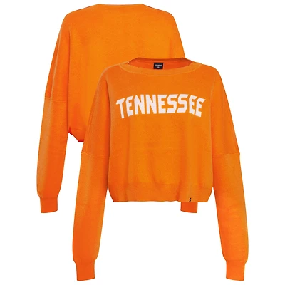 Women's Hype and Vice Tennessee Orange Volunteers Oversized Cropped Ivy Knit Pullover Sweater