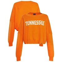 Women's Hype and Vice Tennessee Orange Volunteers Oversized Cropped Ivy Knit Pullover Sweater