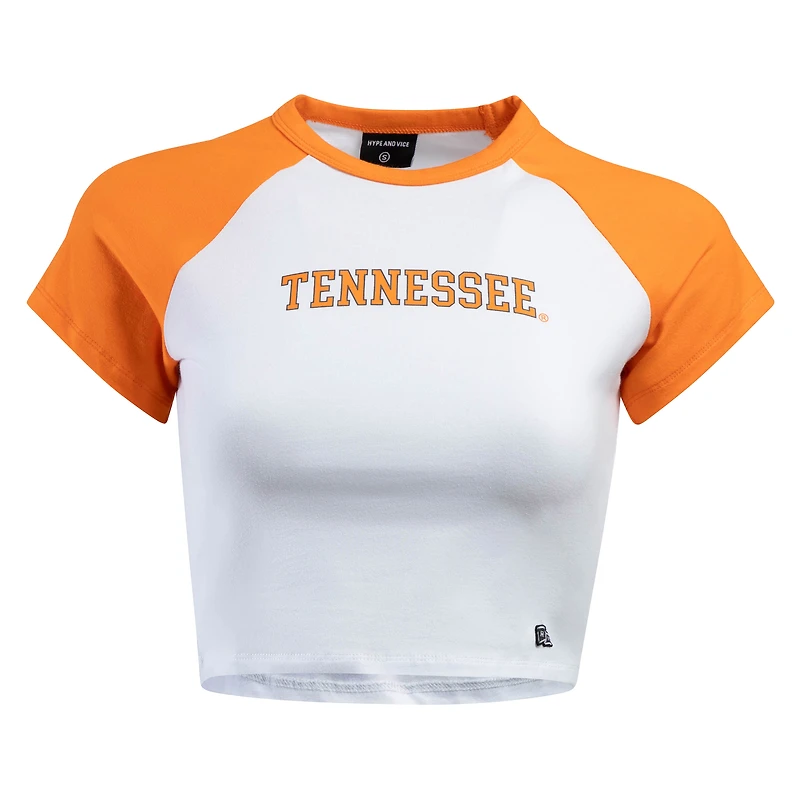 Women's Hype and Vice White/Tennessee Orange Tennessee Volunteers Homerun Cropped Raglan T-Shirt