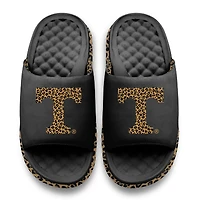 Sandales à enfiler ISlide noires pour femmes, motif léopard des Tennessee Volunteers