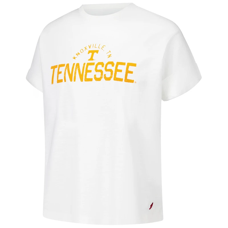 Women's League Collegiate Wear White Tennessee Volunteers Slub Rolled Cuff T-Shirt